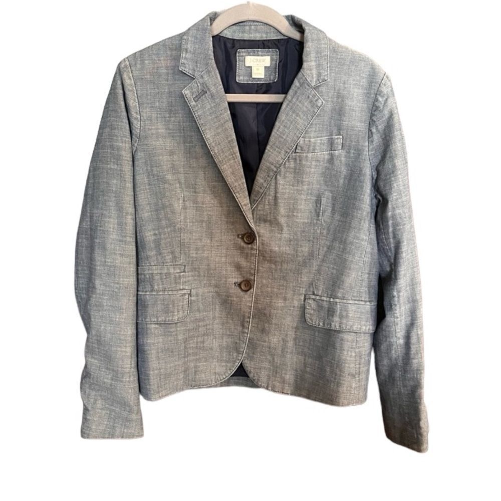 J Crew Chambray Cotton Blazer Professional Contemporary Office